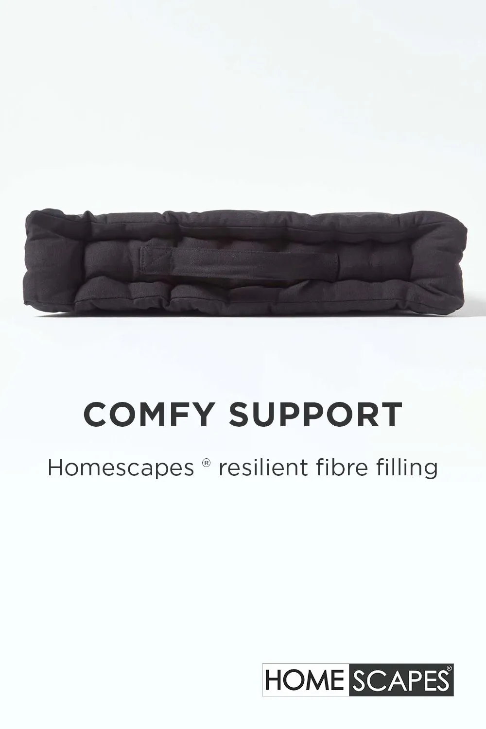 Homescapes Plain Cotton Floor Cushion in Black 4