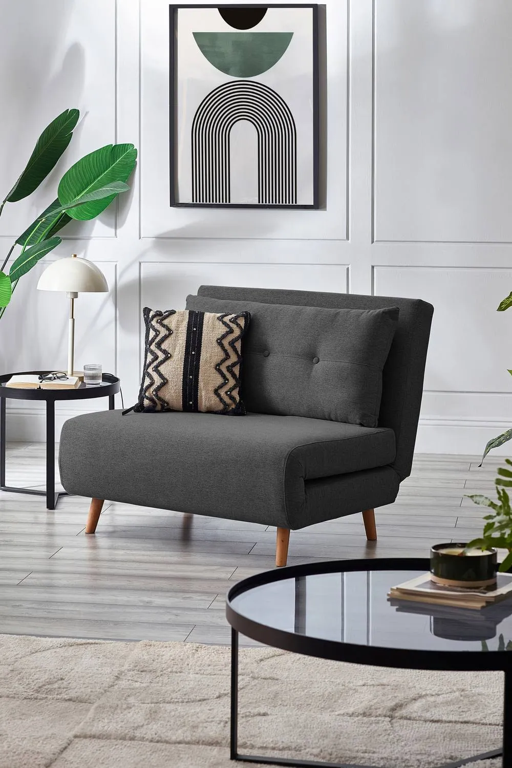 Julian Bowen Rowan Upholstered Chair Bed in Mid Grey 1