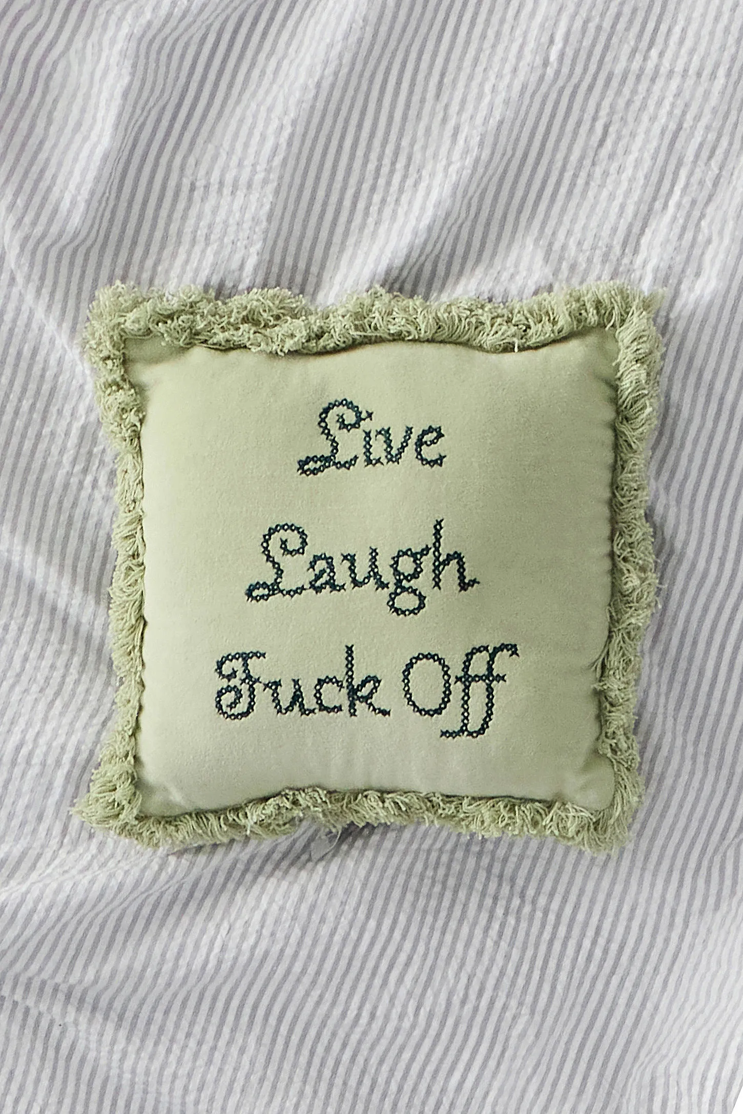 Live Laugh F*ck Off Cushion - Light Green ALL