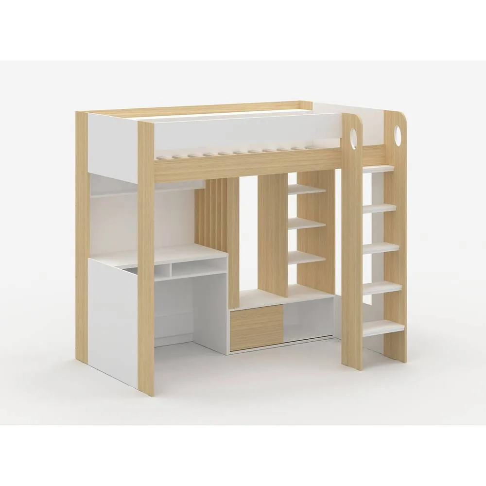 Flair Hampton Single High Sleeper Bed with Desk & Wardrobe in Light Oak 4