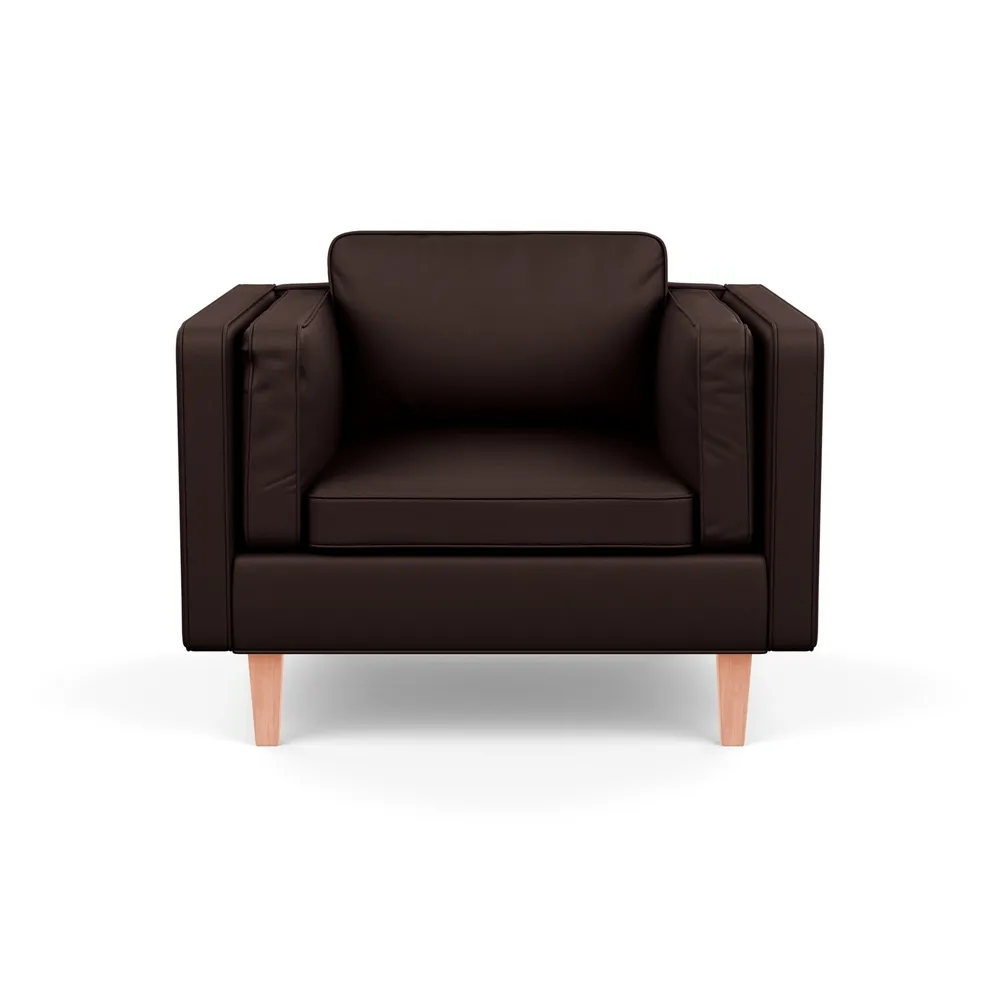 Heal's Chill Armchair Leather Grain Chocolate 066 Natural Feet
