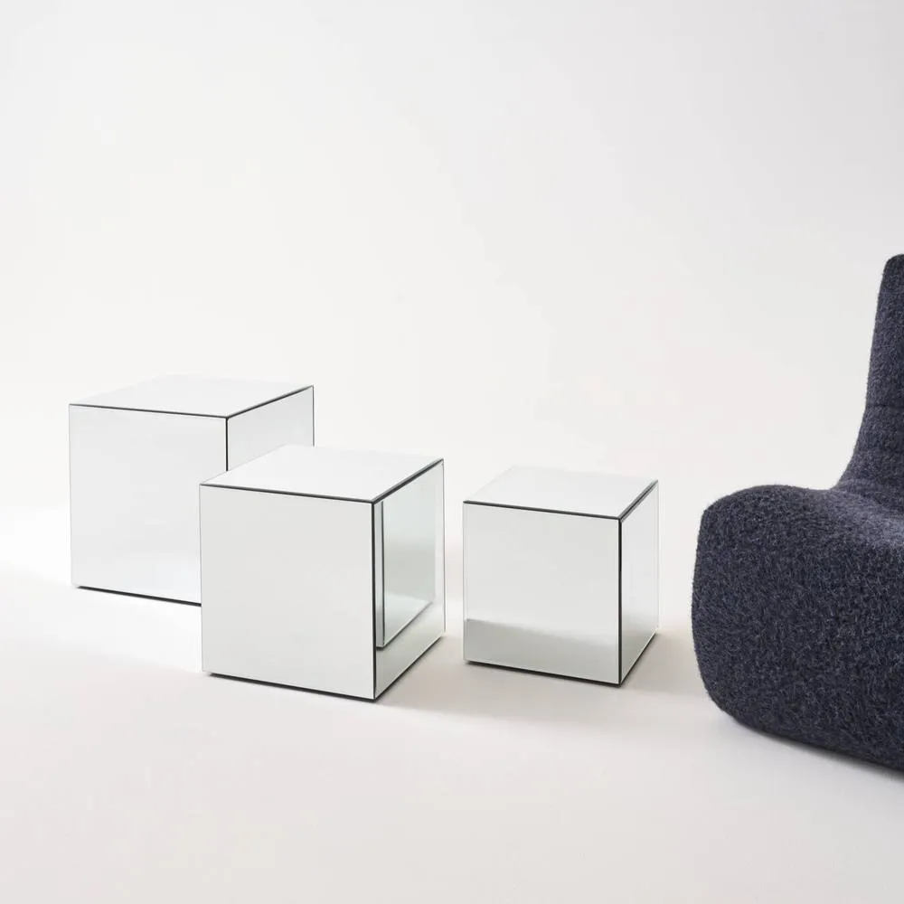 sweeek Cubic mirror coffee table, side table, bedside table, 35 cm cubic in Clear 6