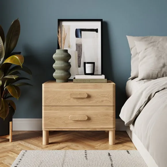 Return - Hatton 2 Drawer Wide Bedside Table