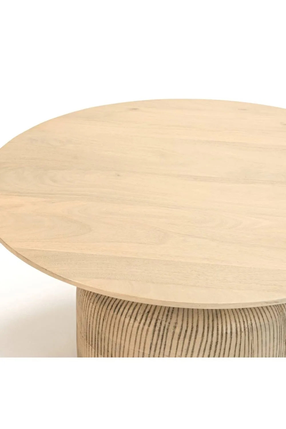 IH Design Tickhill Nordic Mango Wood Round Coffee Table in Light Sand 4