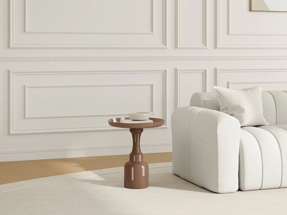 Vente-unique Metal Side Table - Shiny Taupe - KYRESA in Brown 3