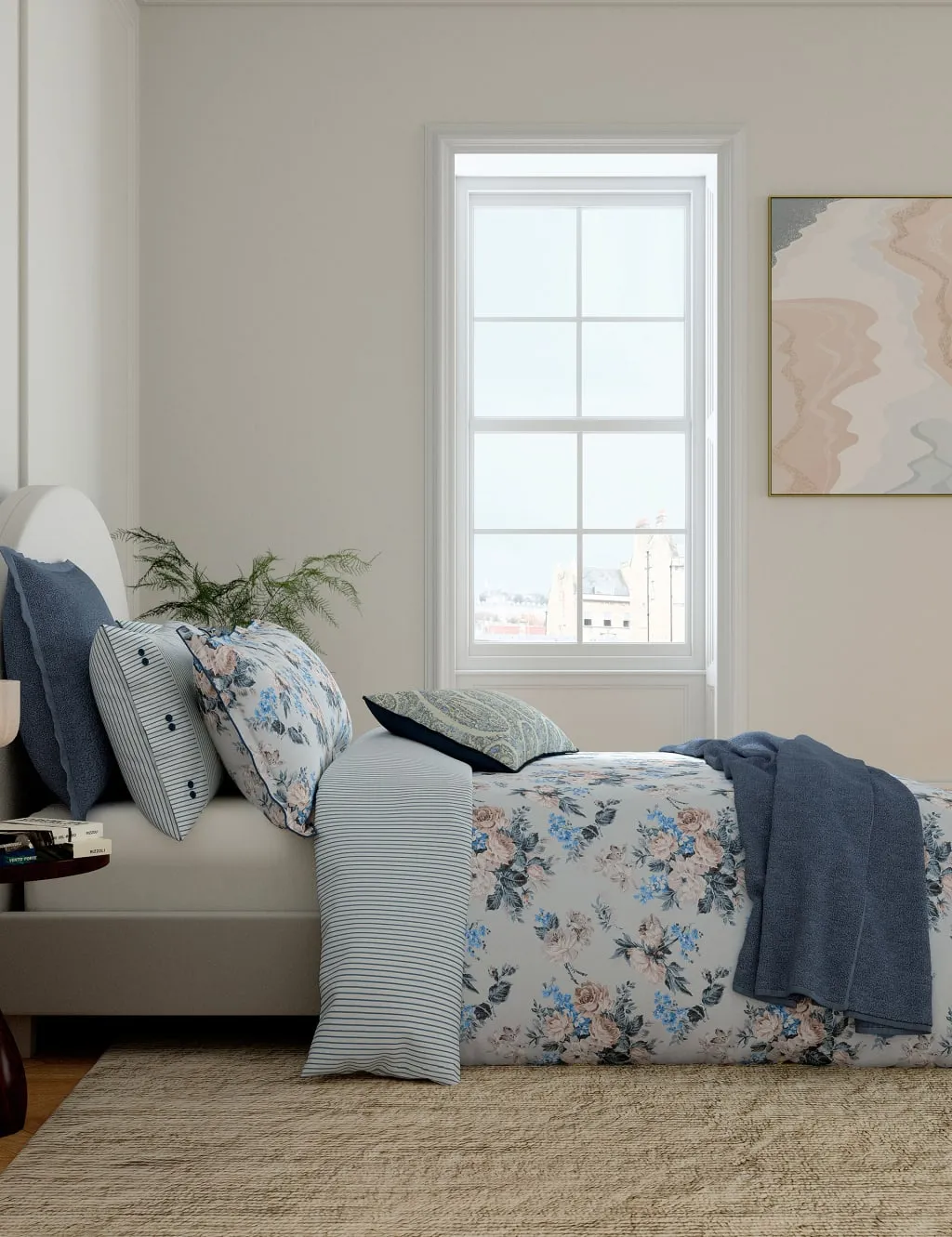 Bedeck of Belfast Pure Cotton Delphine Throw Blue Mix
