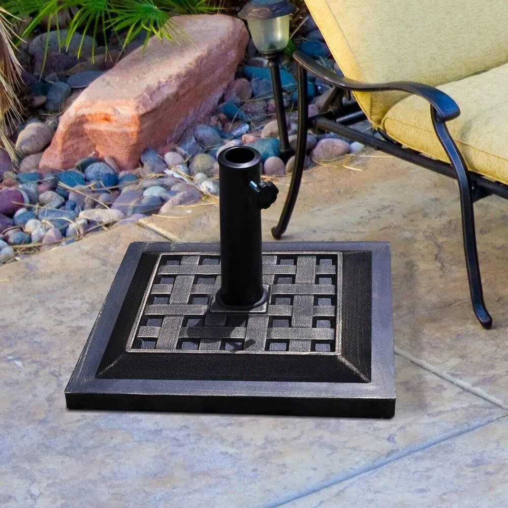 Costway Heavy Duty Parasol Base Umbrella Stand Sun Shade Cast Iron Patio Garden in Bronze 5