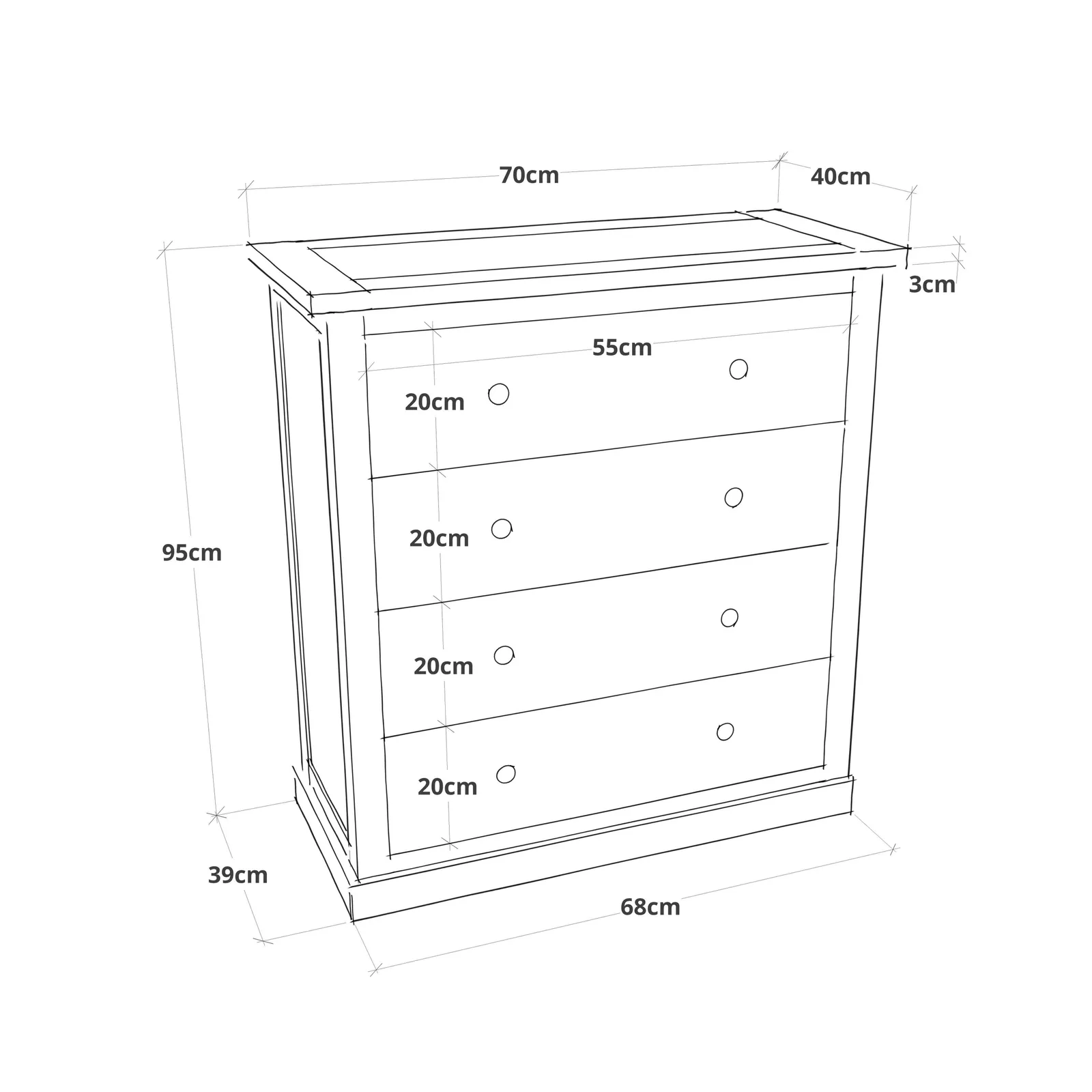 Cabinet Bits Bomporto 4 Drawer Chest of Drawers Brass Knob in Light Grey 4