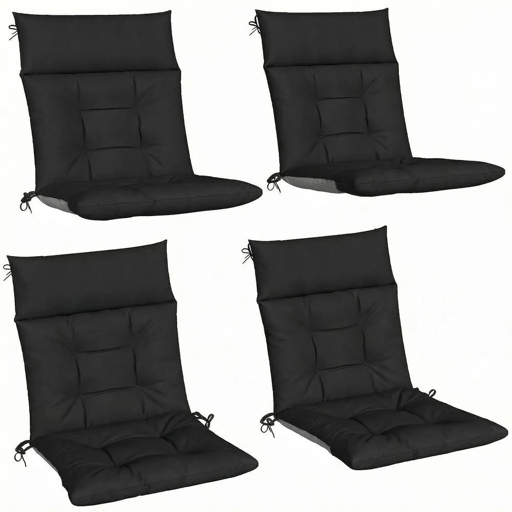 OUTSUNNY Garden Chair Cushions Set of 4, Waterproof Seat Pads, Black 2