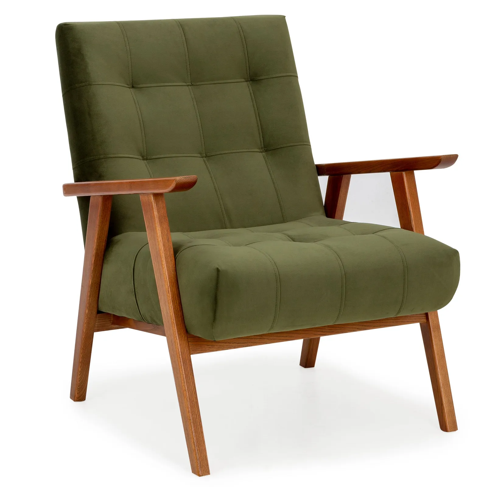 Arkin Velvet Wooden Frame Accent Chair - Moss Green Green