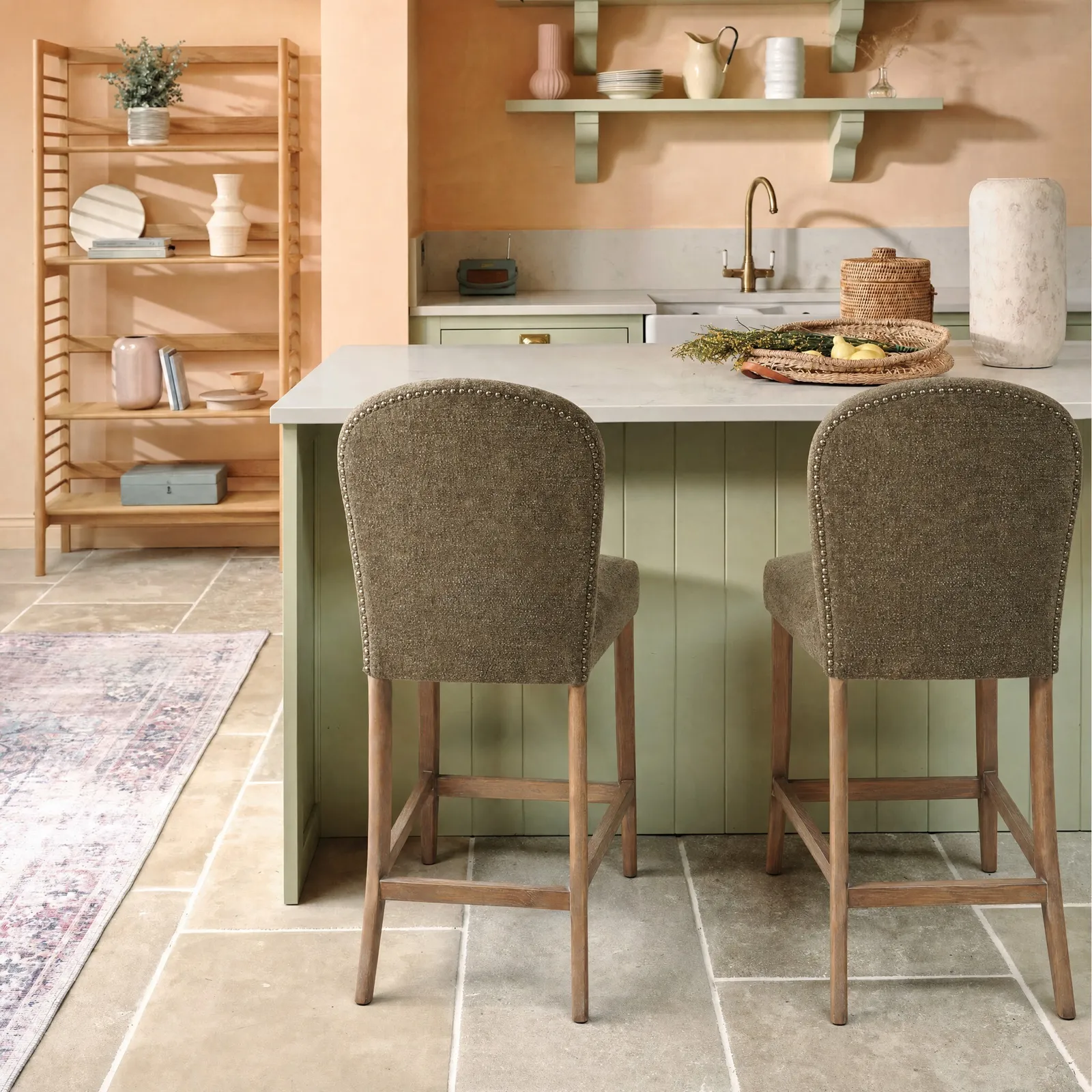 Maurice Counter Stool, Green Boucle | Barker & Stonehouse 2
