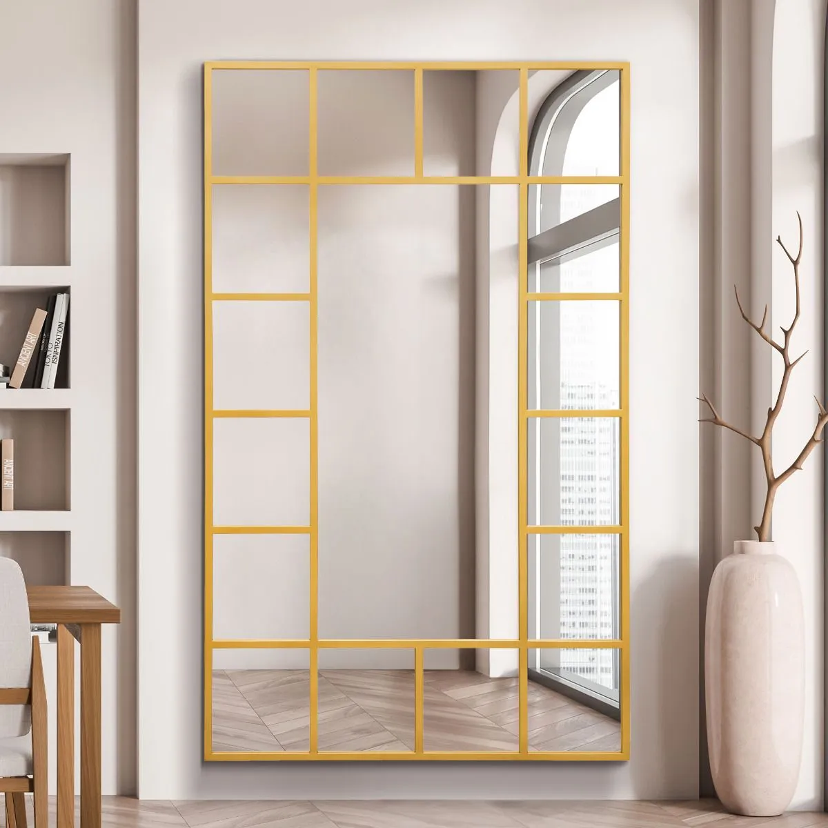 MirrorOutlet Gold Modern Wall & Leaner Mirror 71" X 43" (180 x 110CM) 6