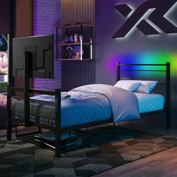 X Rocker Basecamp RGB LED Bed with TV Mount
