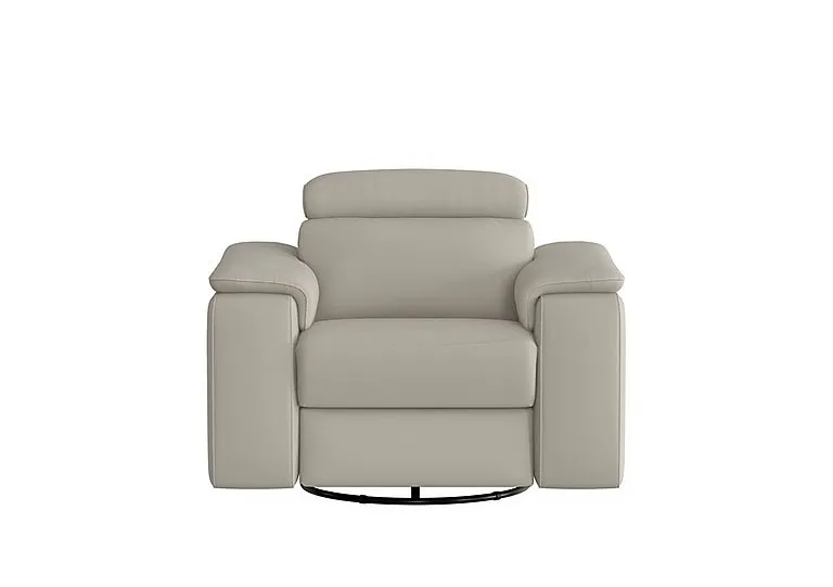 Davide Leather Swivel Rocker Power Recliner Chair - Torello Tortora