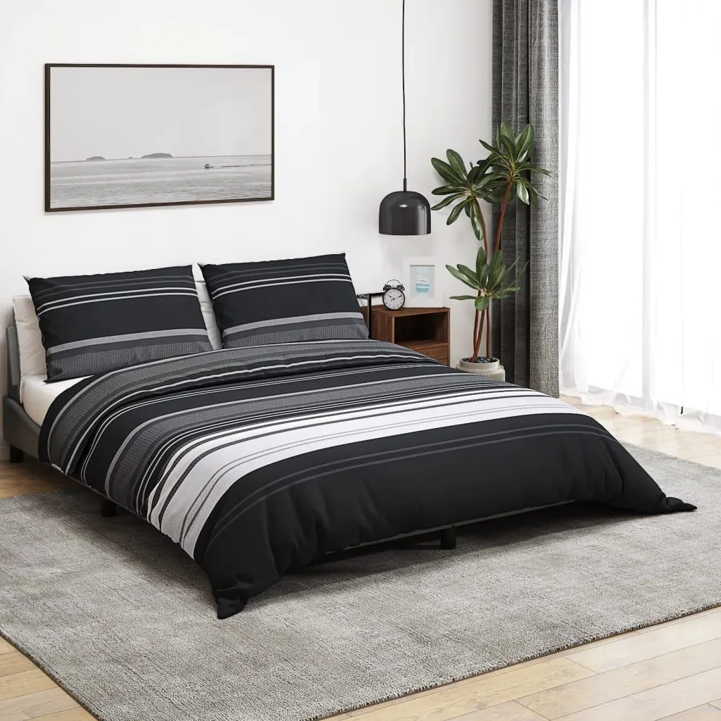 Berkfield Home Duvet Cover Set Black & White 200x220 cm Cotton