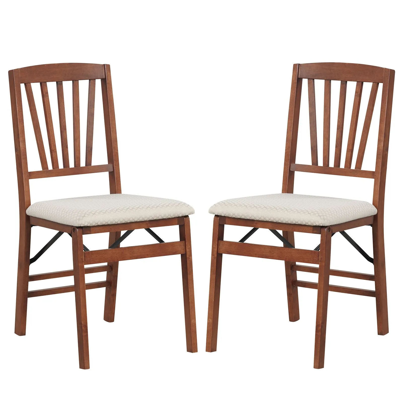Costway Dining Chair Set of 2 Folding Chairs with Padded Seat in Brown