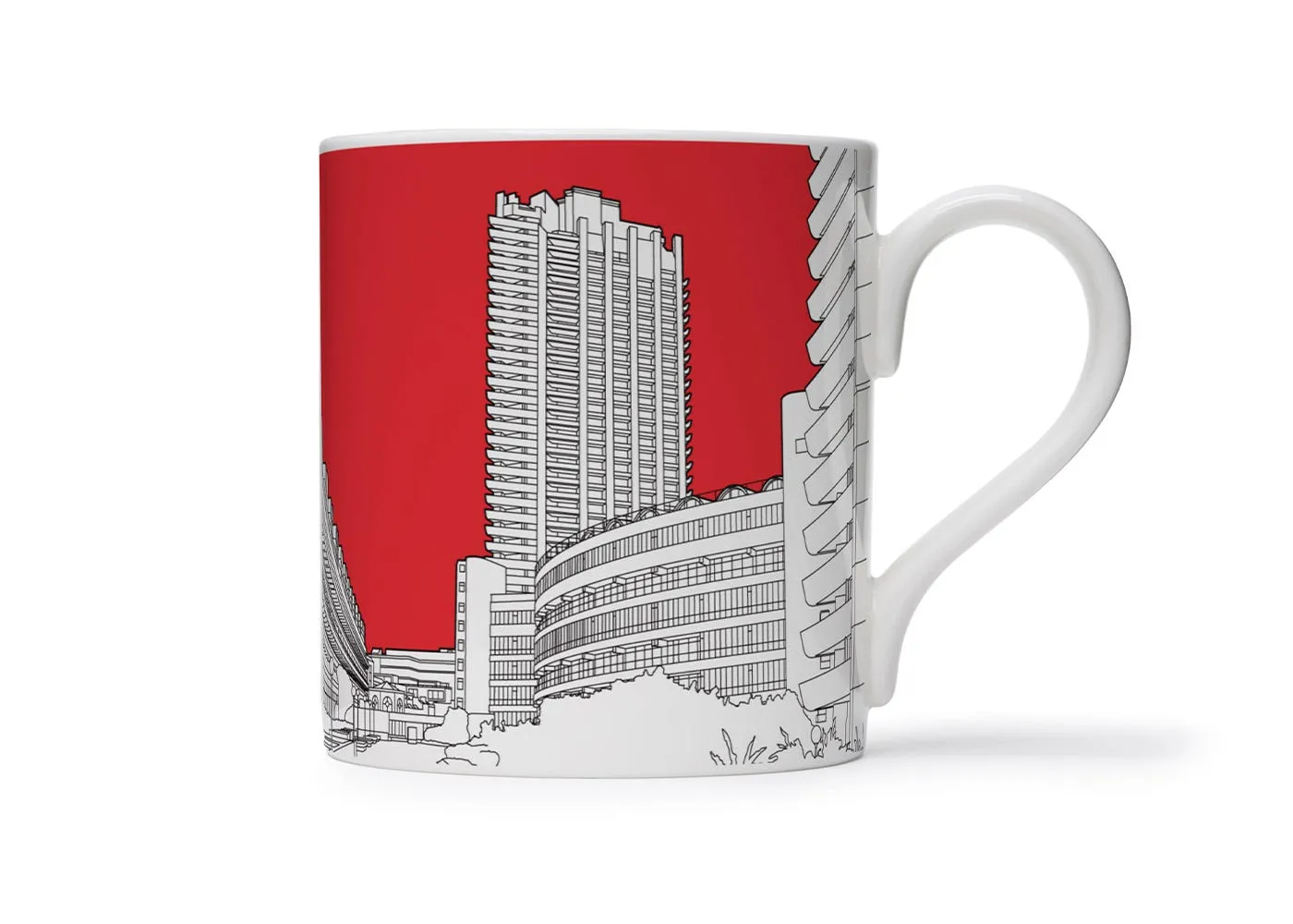 People Will Always Need Plates Architectural Mug Barbican Red