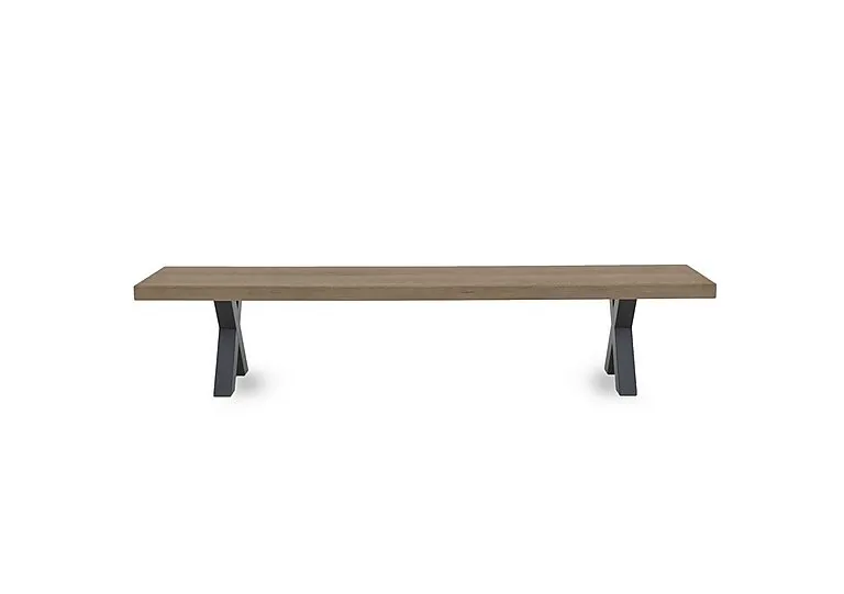 Njord Dining Bench with Metal X Shaped Legs - 180-cm - Vintage Grey