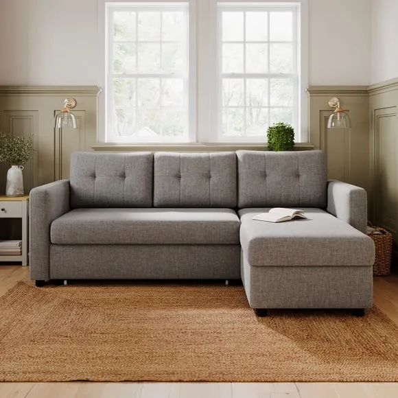 Barker Flatweave Trundle Corner Chaise Sofa Bed