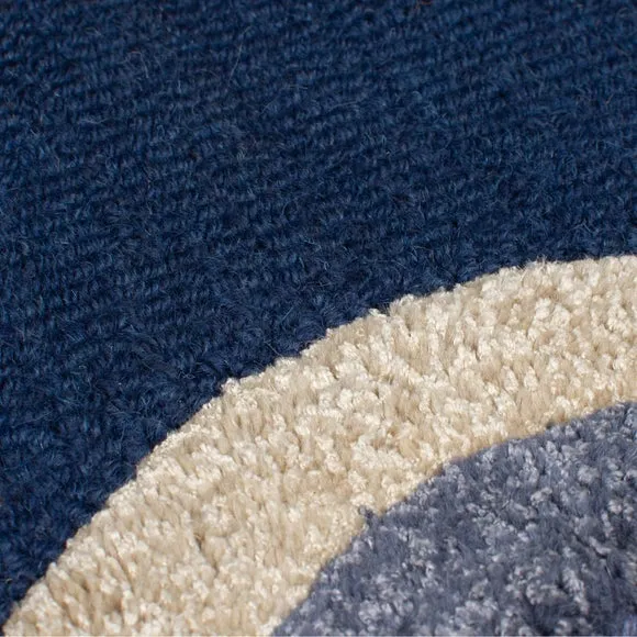 Azure Wave Border Wool Rug 2