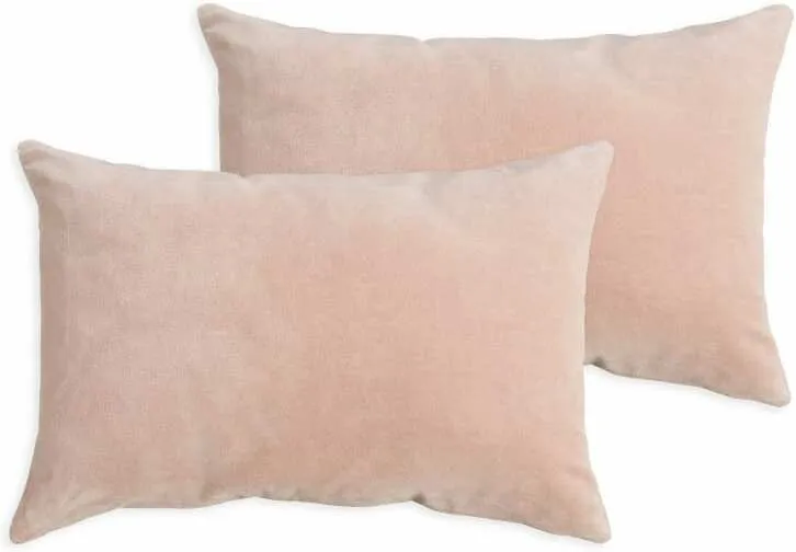 Lorna Set of 2 Velvet Cushions, 35 x 50 cm, Blush Pink