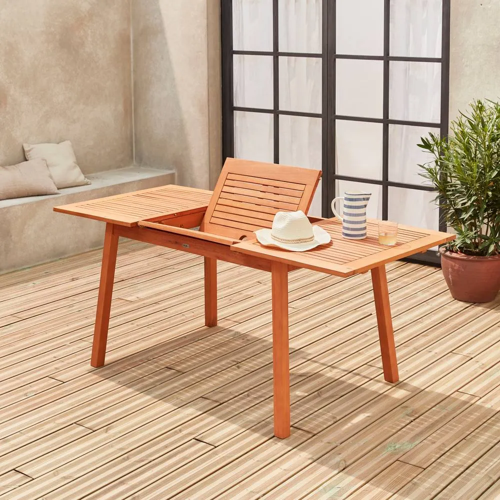sweeek 6 To 8-seater Extendable Wooden Garden Table in Light Brown 6