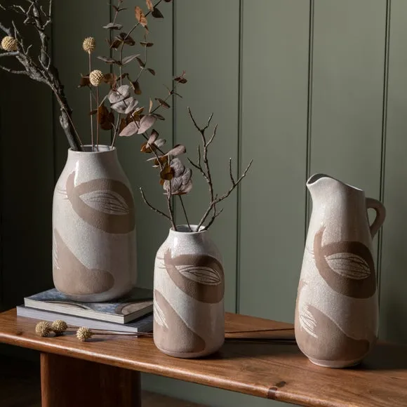 Colly Reactive Striped White Stoneware Vase 3