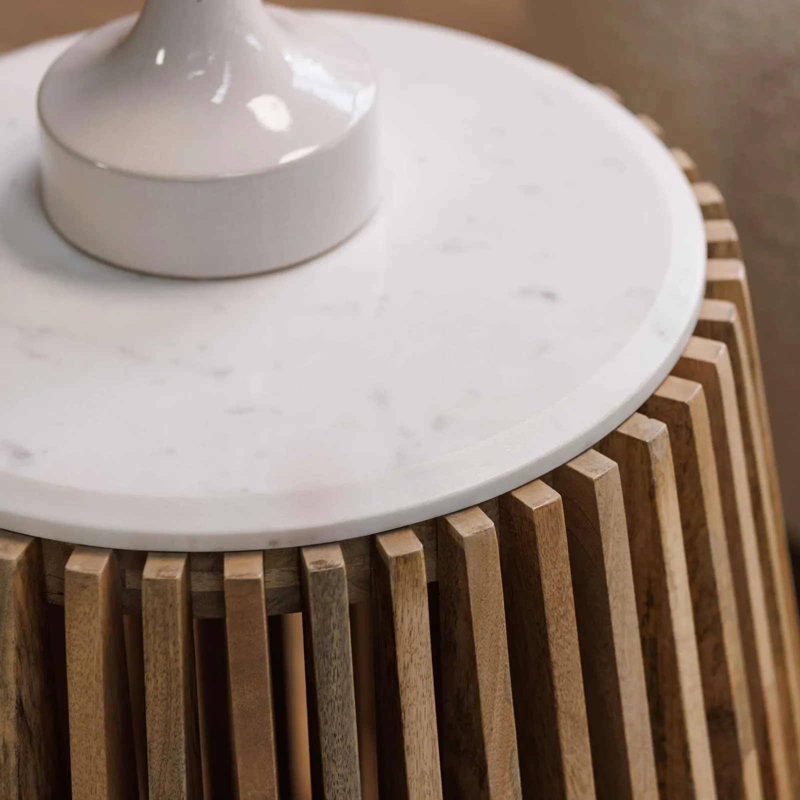 Ombra Side Table, Round, Neutral Marble | Barker & Stonehouse 3