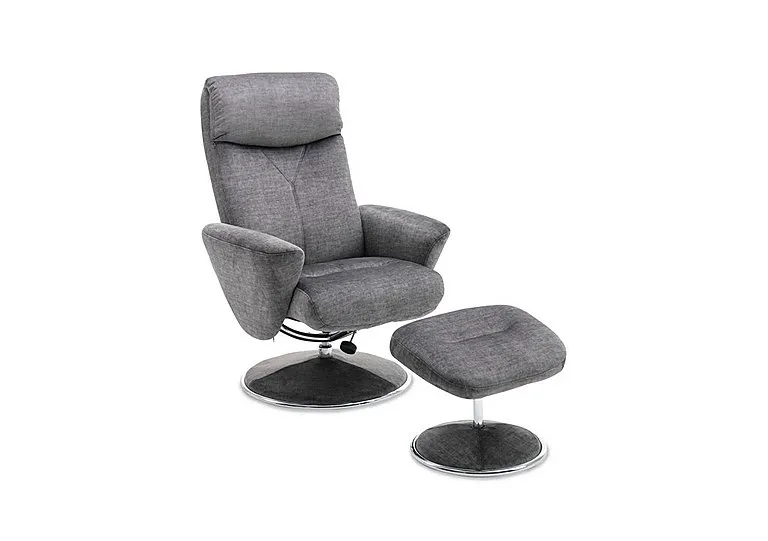 Nice Fabric Swivel Recliner Chair and Footstool - Graphite