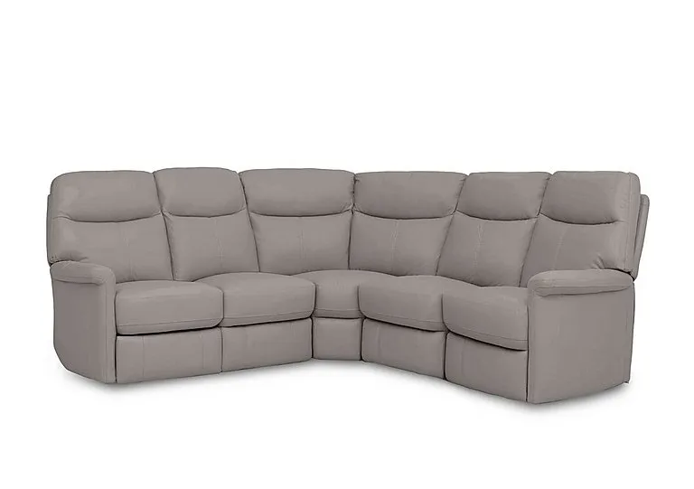 Compact Collection Lille Large Leather Corner Sofa - Silver Grey