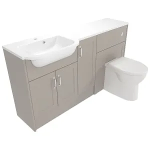 Deccado Padworth Soft Suede Left Hand 1500mm Fitted Vanity & Toilet Pan Unit Combination with Left Hand Basin 2