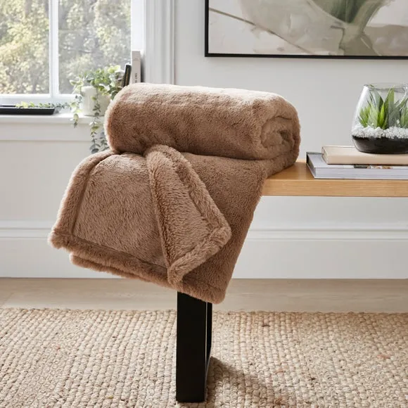 Double Sided Faux Fur Throw Blanket 1