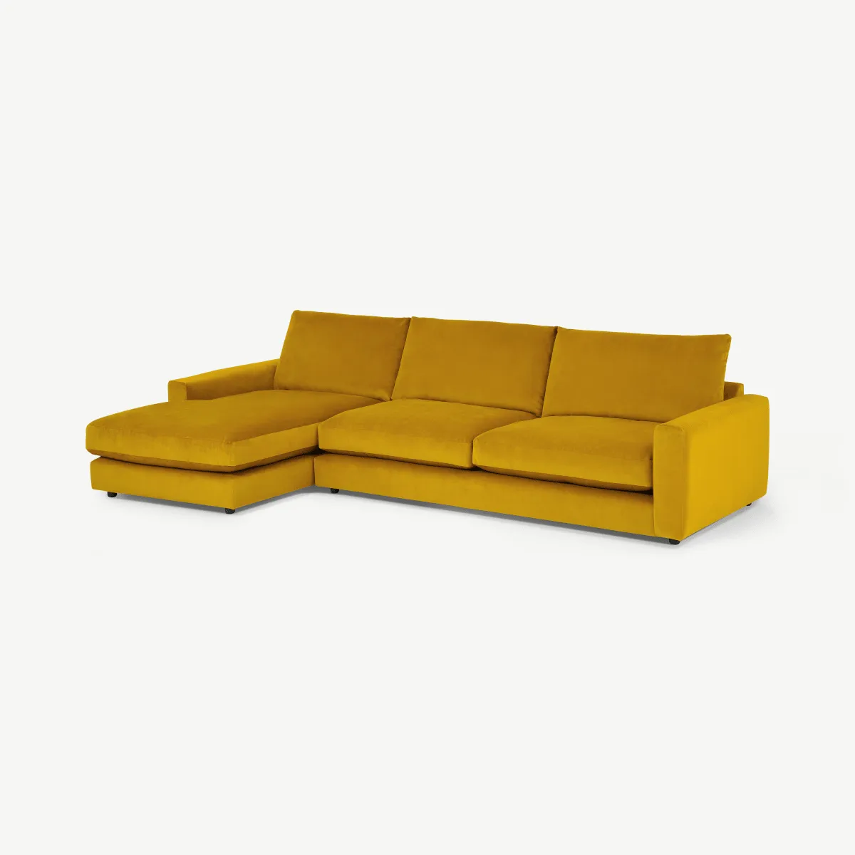Arni Large Left Hand Facing Chaise End Sofa, Mustard Recycled Velvet