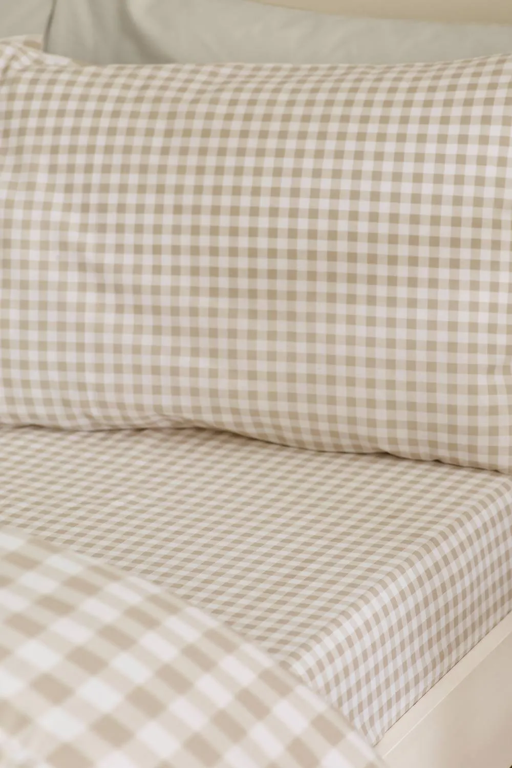 Catherine Lansfield 'Bamford Gingham Check' Fitted Sheet in Natural 1