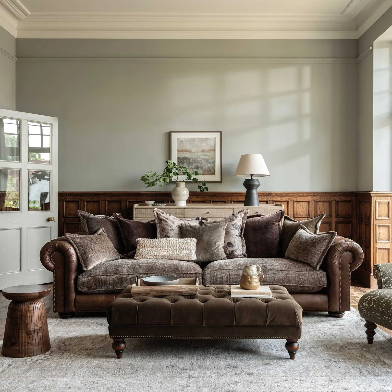 Taunton 4 Seater Sofa Split, Brown Fabric & Leather | Barker & Stonehouse 2