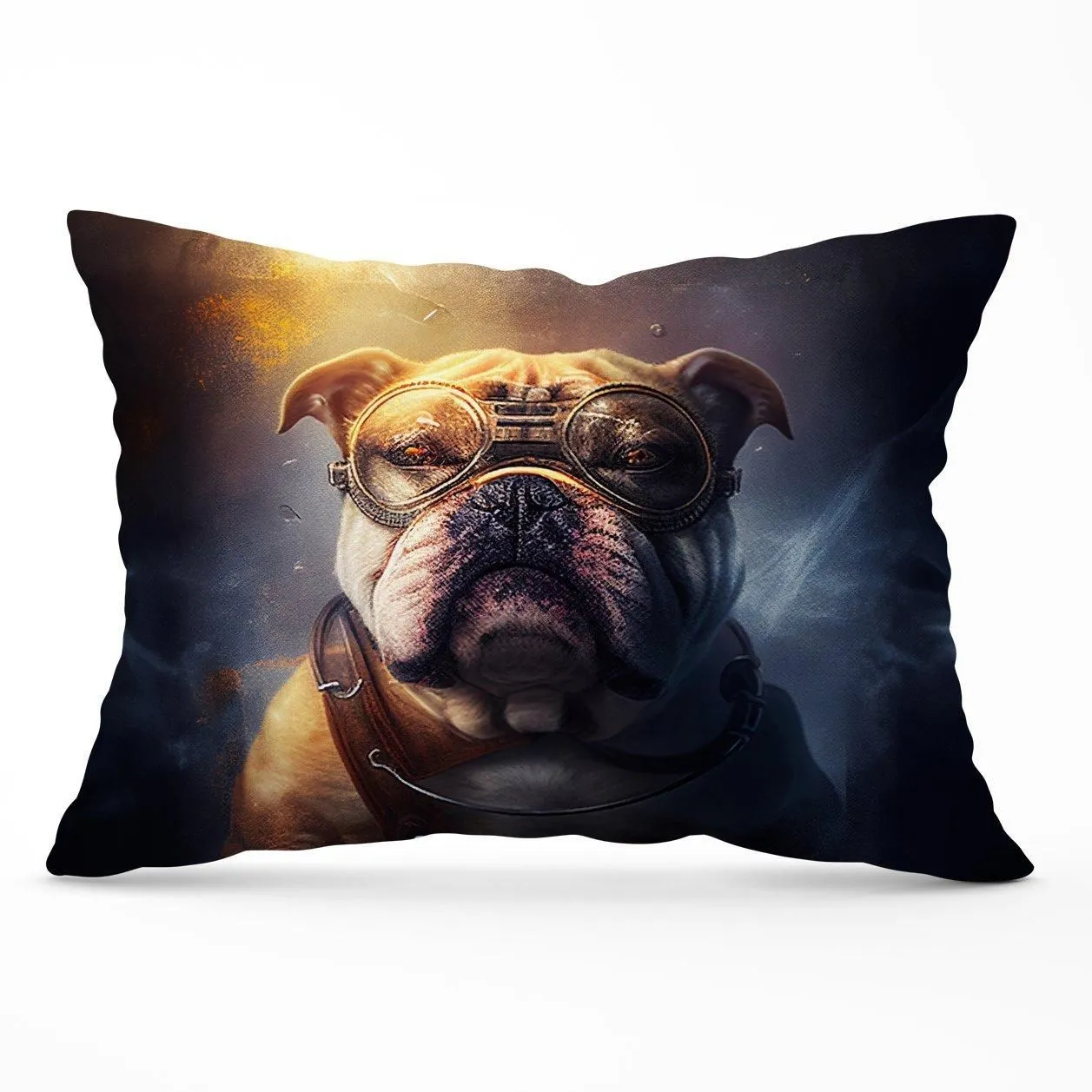 Warren Reed - Designer Bulldog Splashart Golden Cushions in Brown