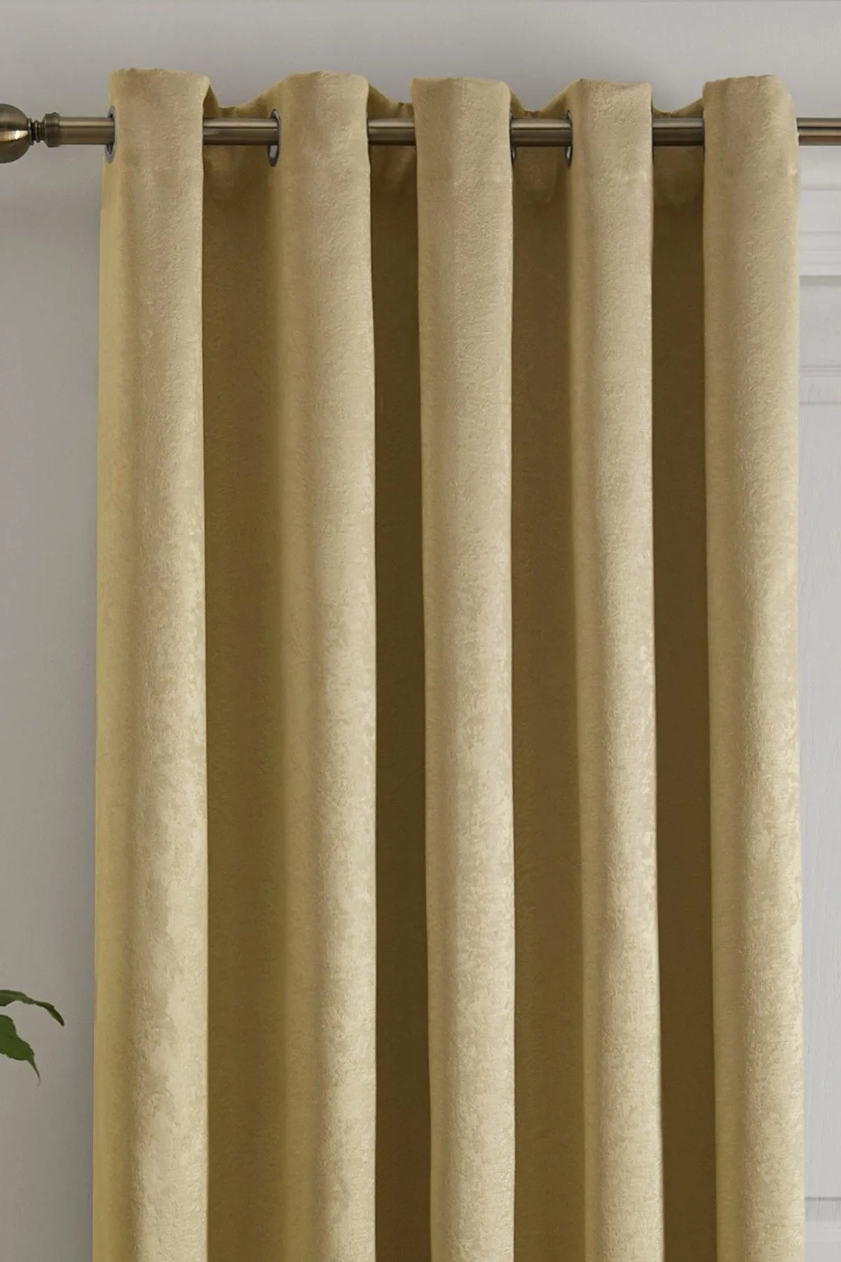 Fusion 'Strata' Dim out woven Eyelet Single Panel Door Curtain in Yellow 2