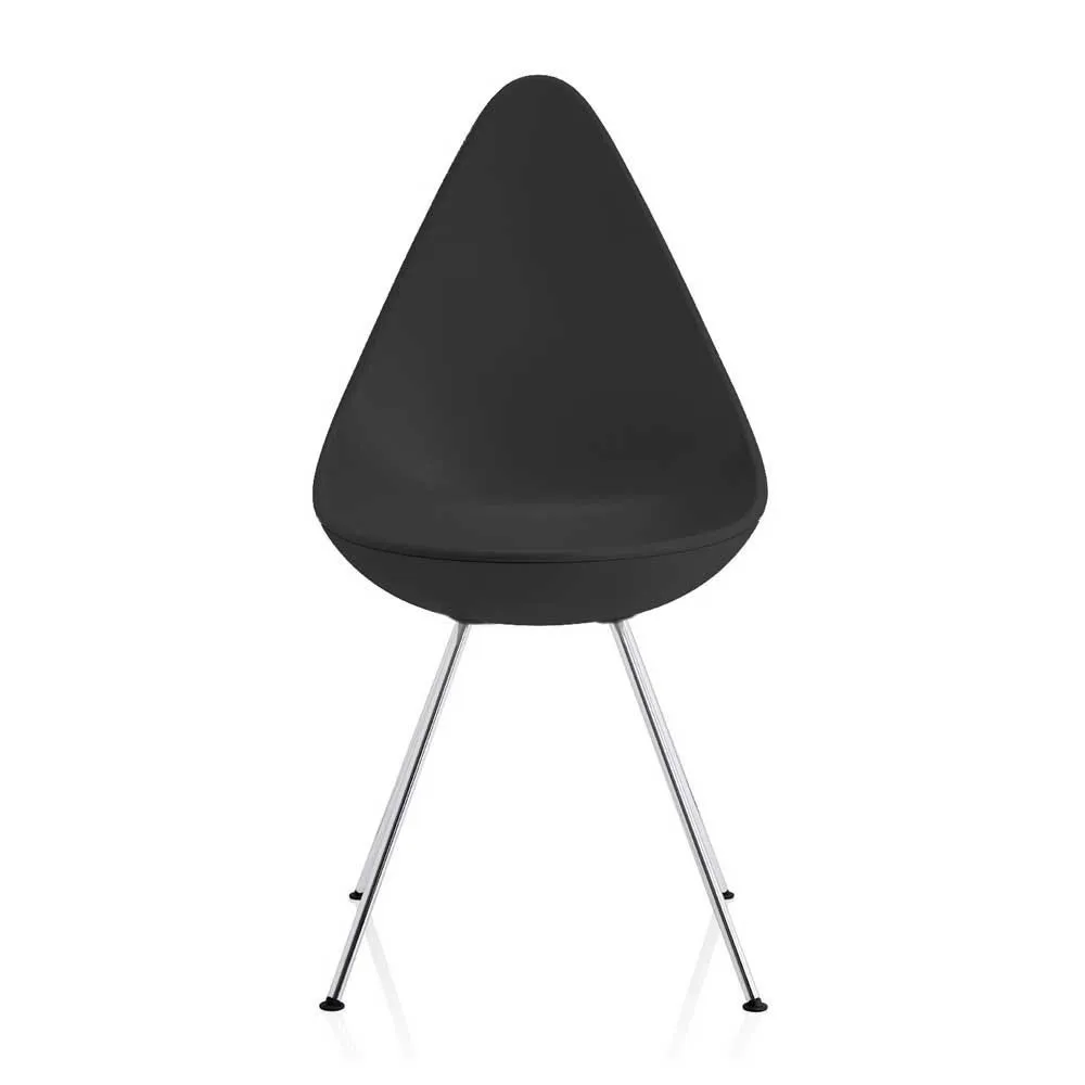 Fritz Hansen Drop Side Chair Black Chromed Legs 2