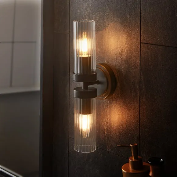 Alyn Ribbed 2 Light Bathroom Wall Light 2