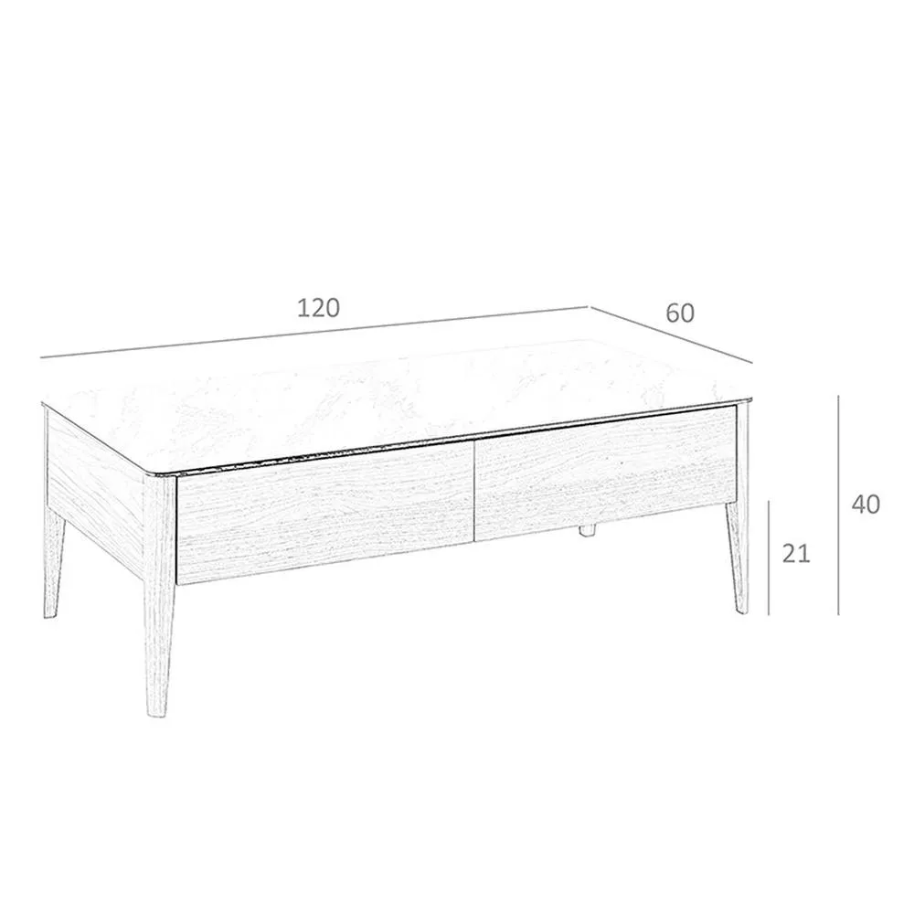 Angel Cerda Porcelain marble & walnut rectangular coffee table in Brown 6