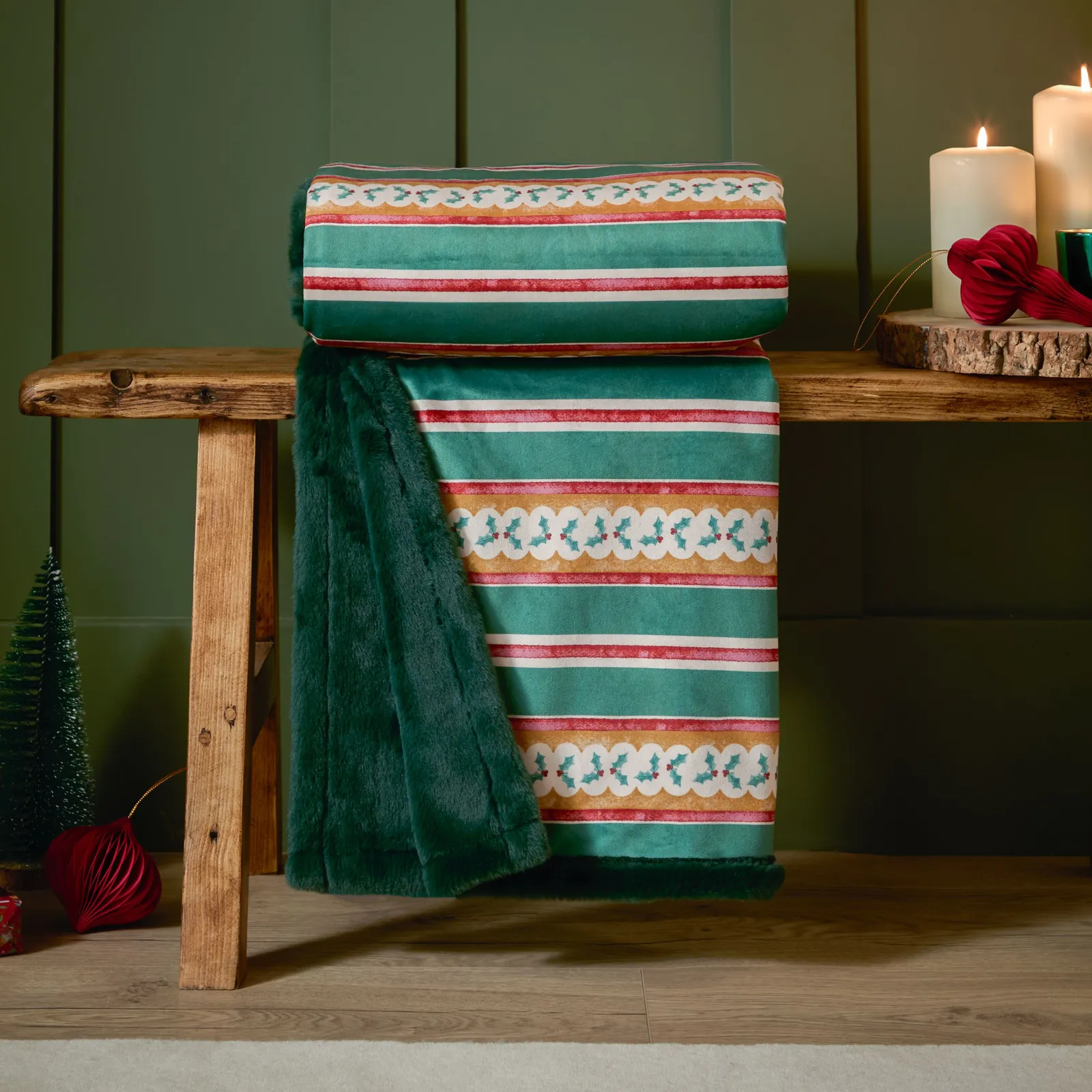 Furn All Wrapped Up Faux Fur Throw in Green