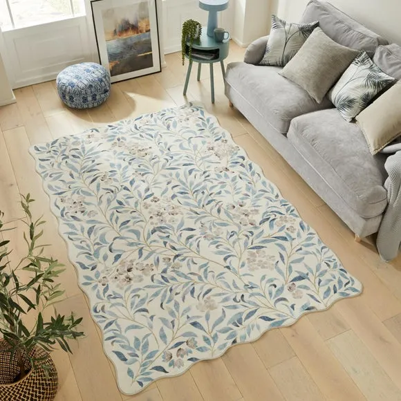 Concept Looms Liberty Floral Scalloped Washable Rug 1
