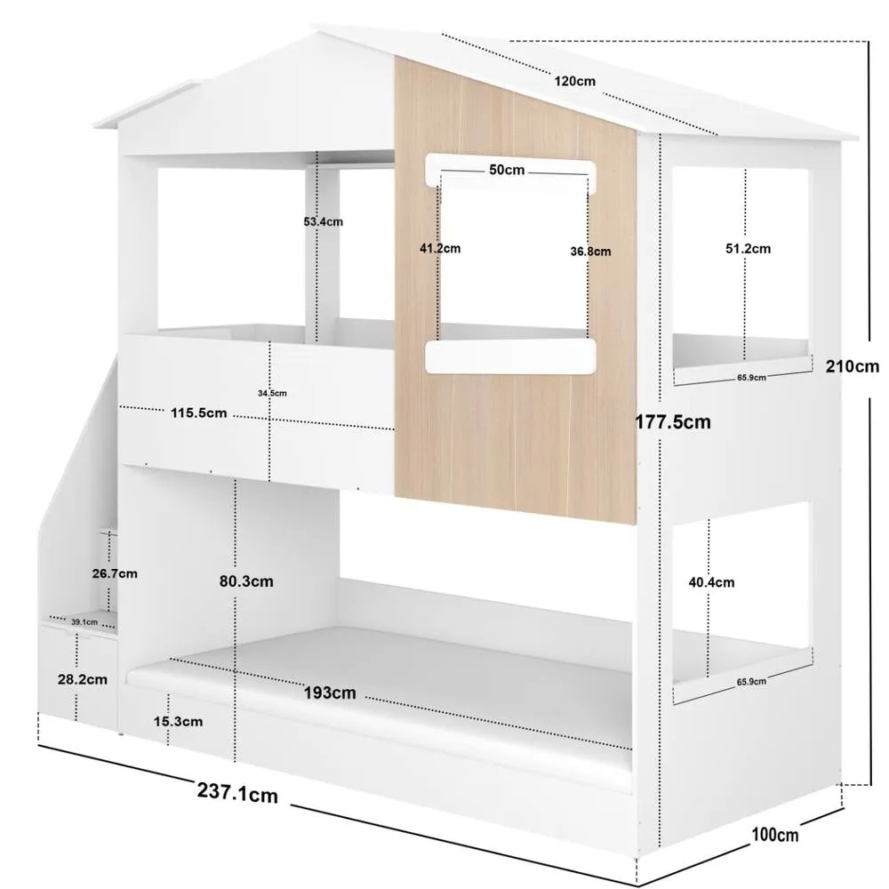 Flair Dreamland House Staircase Bunk Bed in White 5