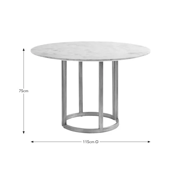 Sascha 4 Seater Round Dining Table, Marble 6