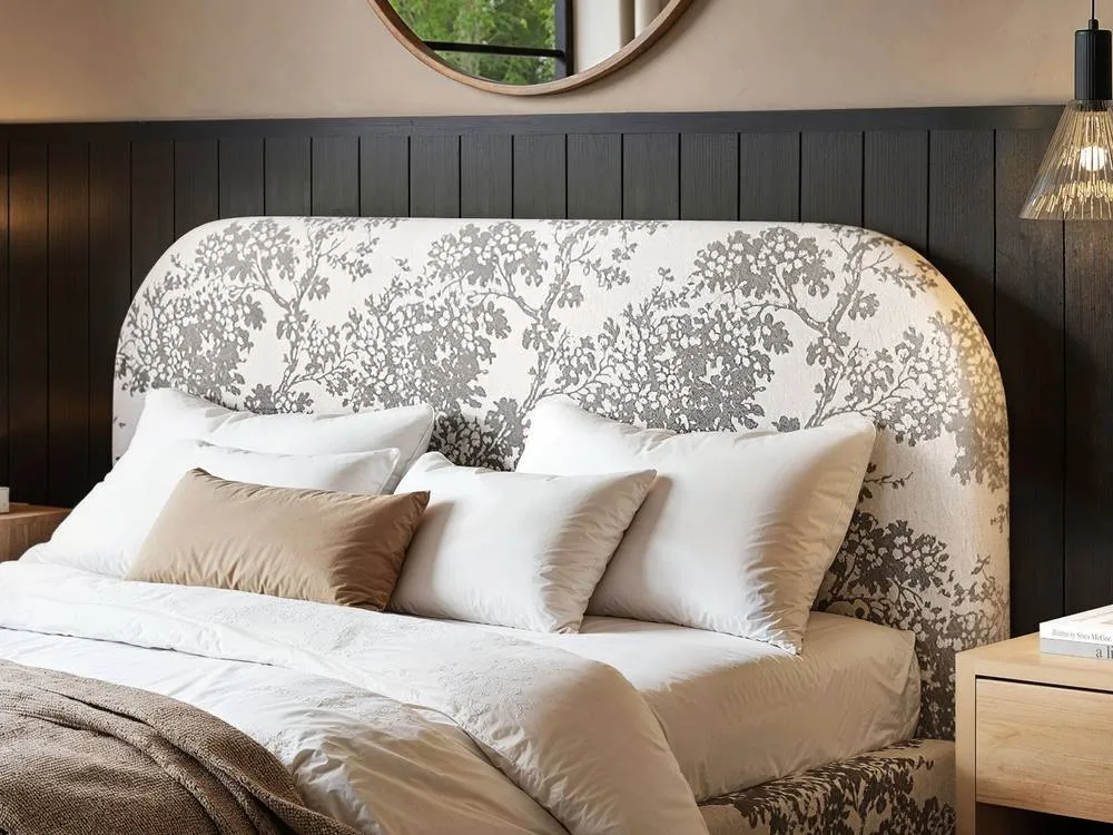 Flair Alba Tree Print Ottoman Bed Beige Chenille 4