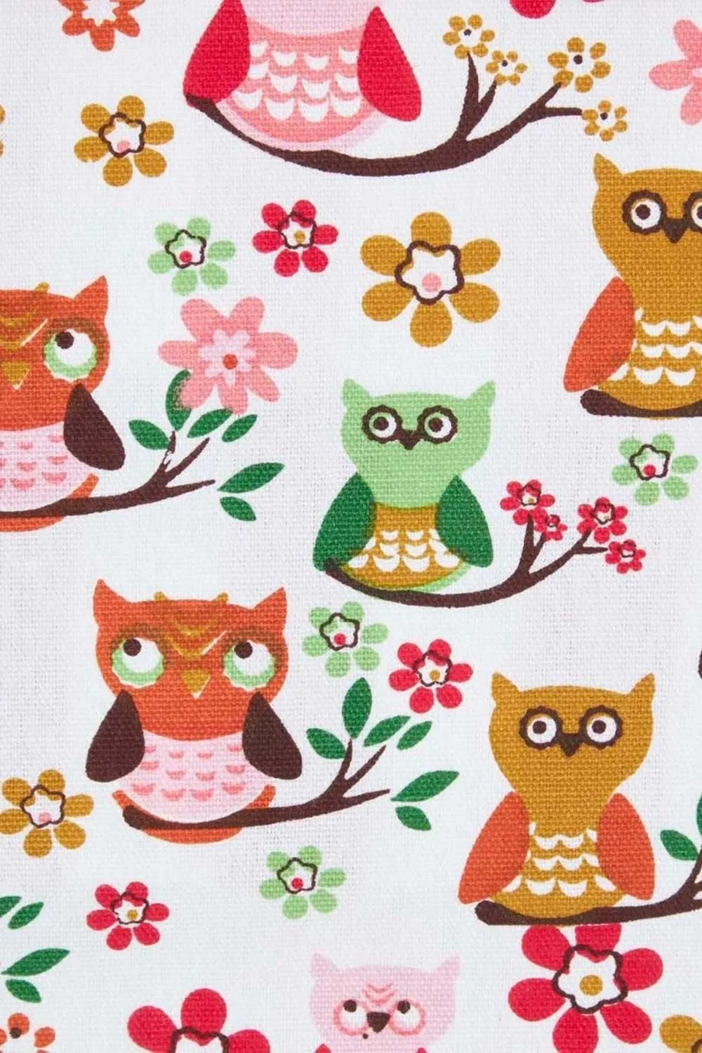 Homescapes Owls Printed Ready Made Eyelet Curtain Pair in Red 3