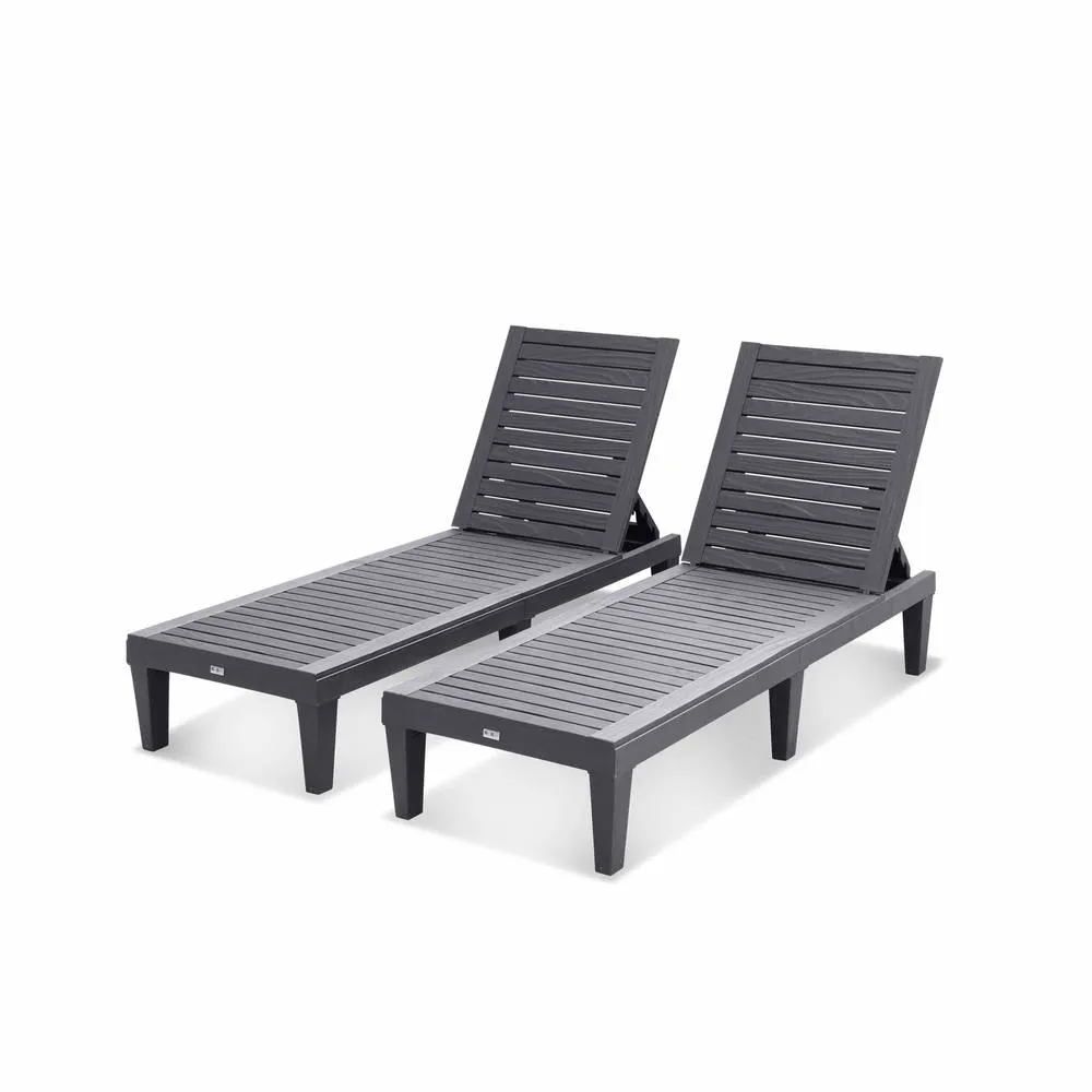 sweeek Pair of plastic sun loungers with textured wood effect in Black 5