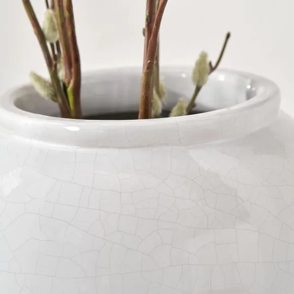 Willow White Leaf Detail Stoneware Vase 4