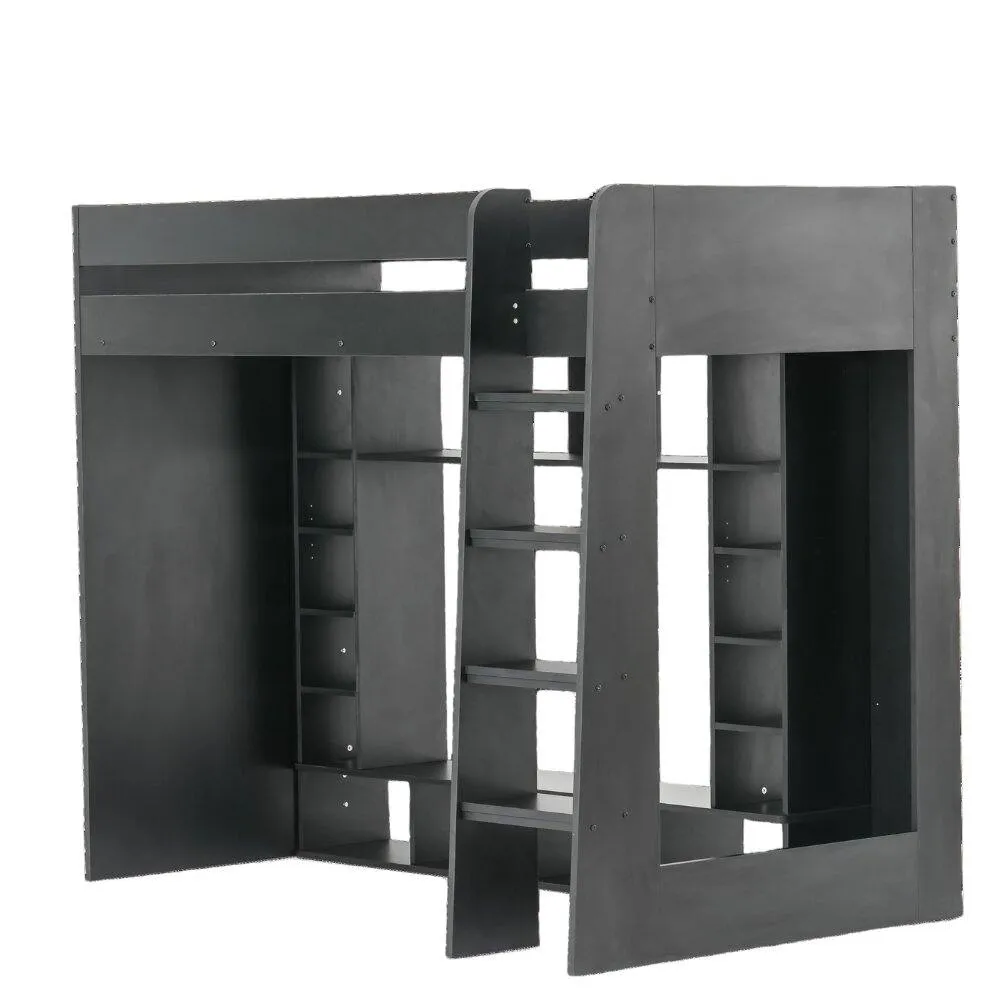 Nöa and Nani Leo High Sleeper Cabin Bed Gaming Den with Storage in Black 5