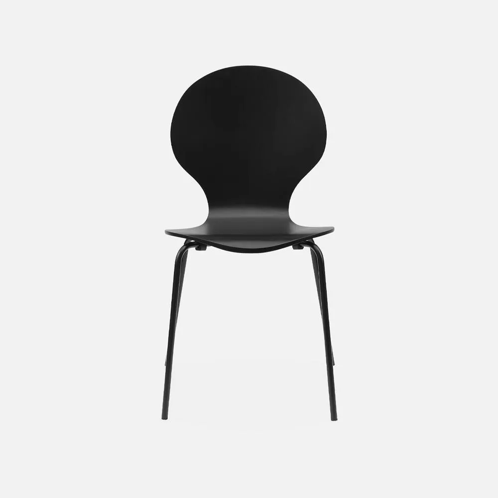 sweeek Set Of 4 Retro Wooden Stacking Chairs in Black 4